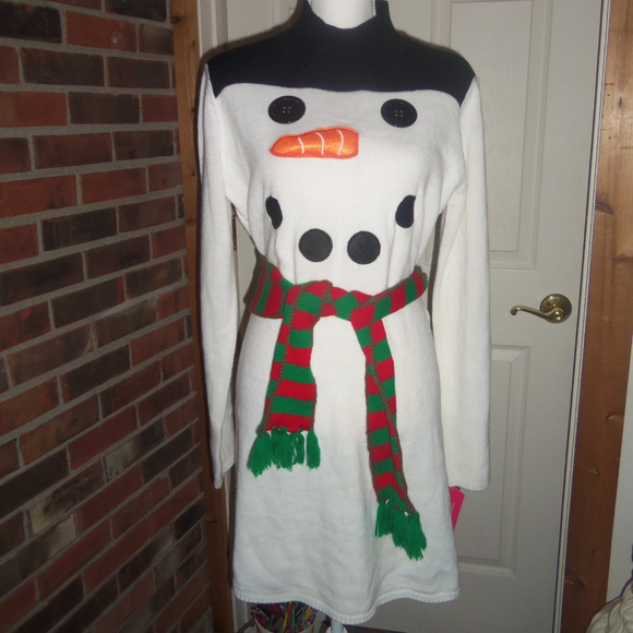 snowman sweater dress